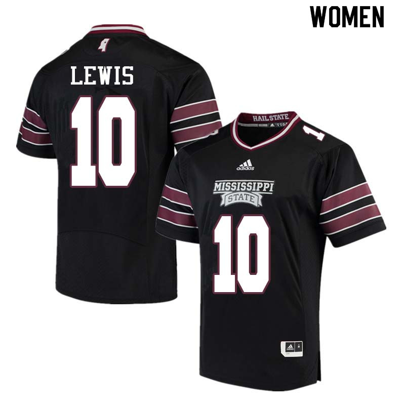 Women #10 Leo Lewis Mississippi State Bulldogs College Football Jerseys Sale-Black